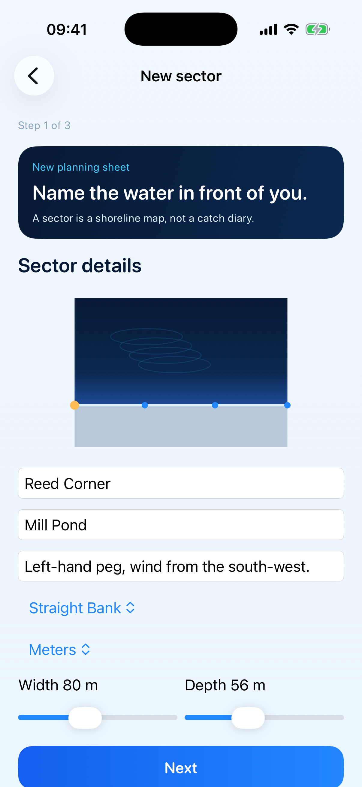 Create sector wizard